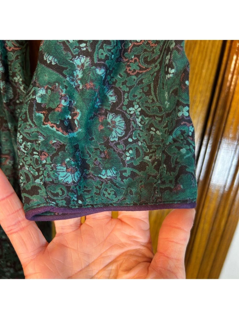 90s Cottagecore Darkacademia Emerald Green Dress Size 8P - Picture 5 of 12